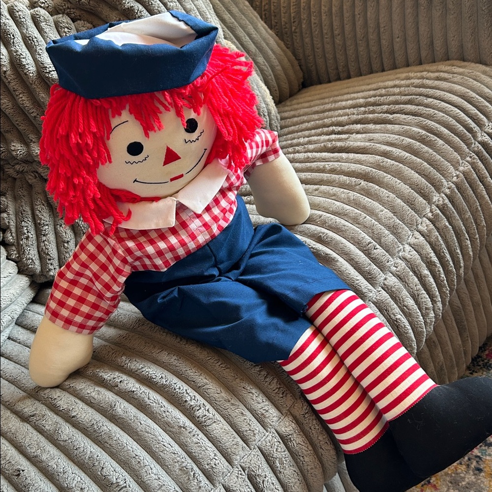 Raggedy Andy Vintage Collectible Doll Sweet Face "I Love you,” Large Rag Doll - Picture 7 of 12